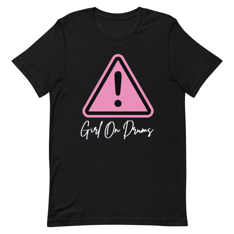 Caution Girl On Drums Short-Sleeve Unisex T-Shirt