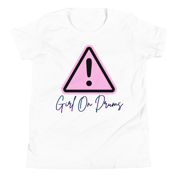 Youth Girl On Drums White Short Sleeve T-Shirt